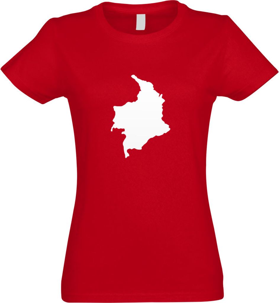 Kiwistar - T-Shirt tailliert - Damen - rot - Kolumbien Umriss Kontur - mit Motiv Bedruckt - Funshirt Design - Sport - Freizeit - Damen - M