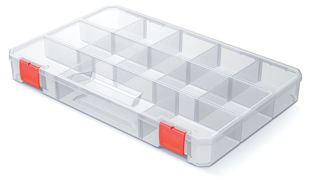 Werkzeug Organizer transparent mit Trennfächern 35,5 x 23,0 x 4,1