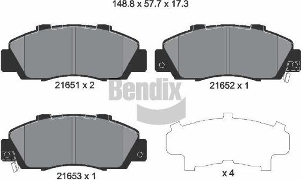 BENDIX Braking BPD1825 Bremsbelagsatz, Scheibenbremse OE 45022SX0J03 kompatibel mit Accord, Civic, CR-V, HR-V, Integra, Legend, NSX, Prelude, Shuttle