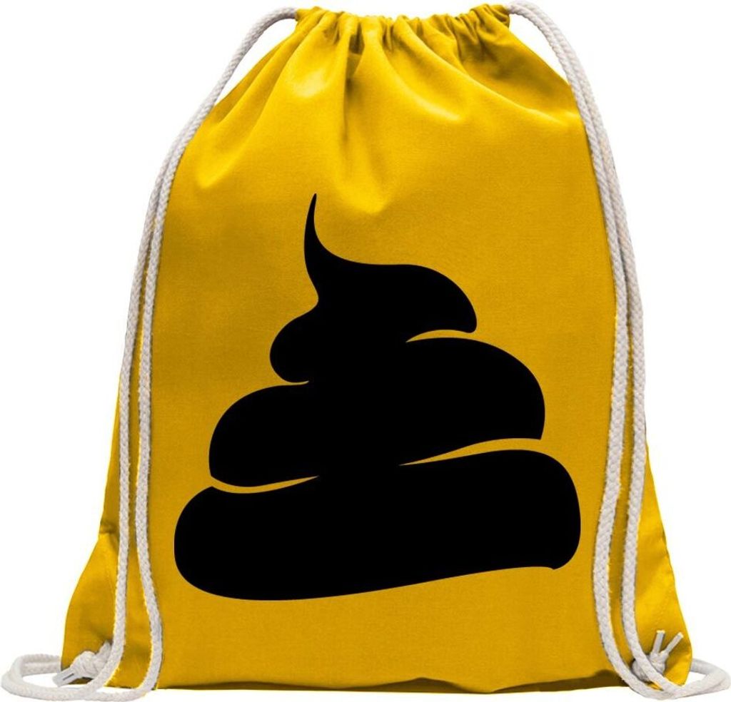 Kiwistar - Turnbeutel - gelb - Kackhaufen Shit Fun - Fun Rucksack Sport Beutel Gymsack Baumwolle mit Ziehgurt