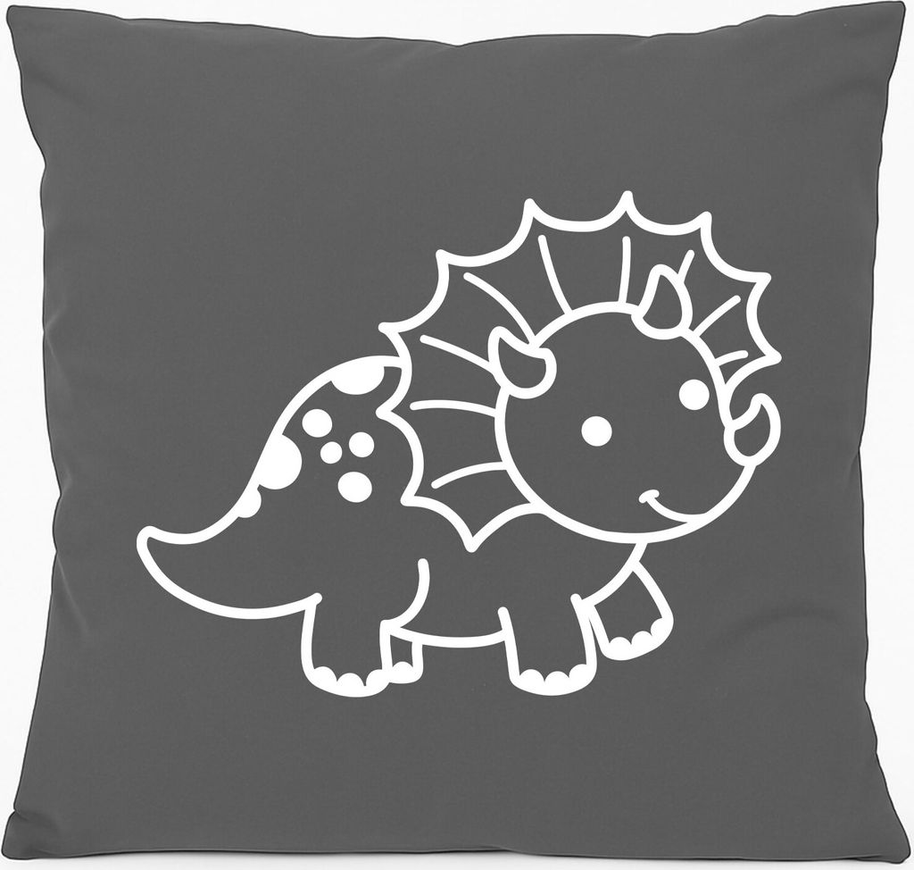 Huuraa Sofakissen Triceratops Dinosaurier Geschenk 40x40cm mit Füllung Steel Grey Baumwolle Triceratops Mitbringsel