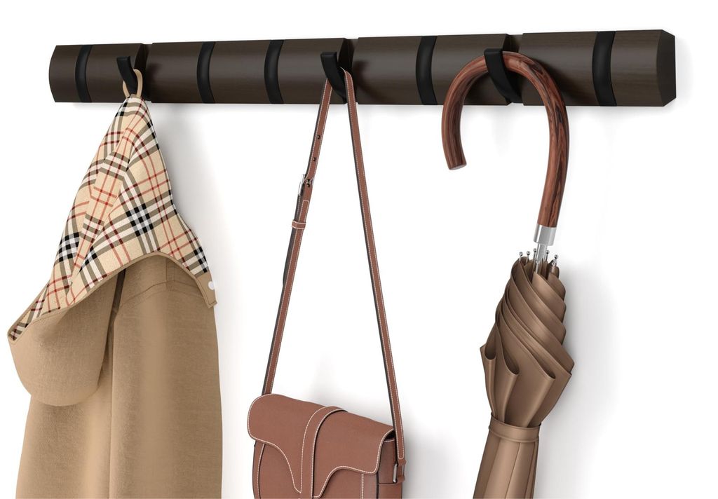 Flip 8 Kleiderhaken – Moderne, schlichte und platzsparende Garderobe mit 8 verstellbaren Haken für Jacken, Mäntel, Schals, Handtaschen und mehr...