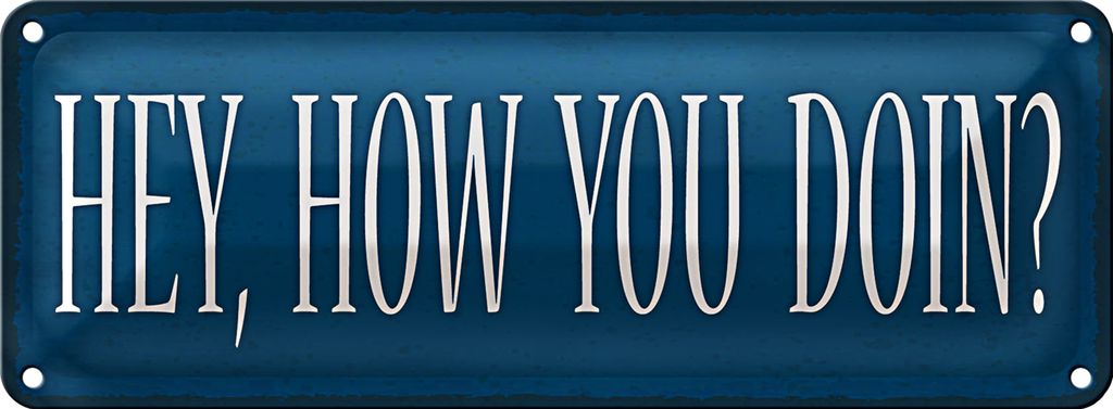 Blechschild Spruch 27x10cm hey how you doin Dekoration