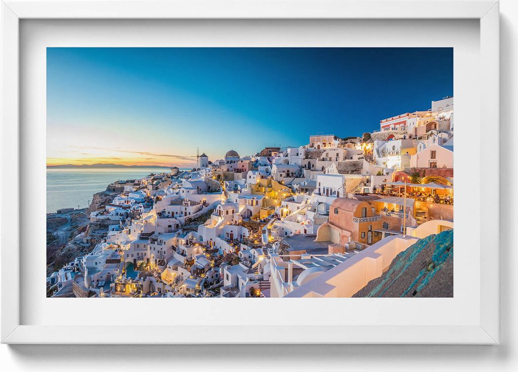 Sonnenuntergang auf Santorin– Wandbild mit Rahmen – Gerahmtes Bild – Wanddekoration – 60x40 cm – Schwarz Rahmen
