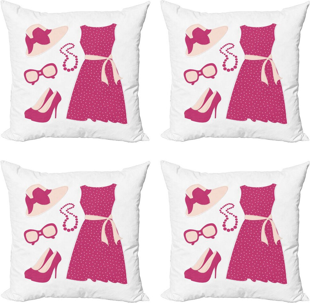 ABAKUHAUS Mode Kissenbezug Set (4 Stück), Pastellfarbenes Kleid, Moderner Doppelseitiger Digitaldruck, 50 cm x 50 cm, Blasse Pfirsich-Rosa