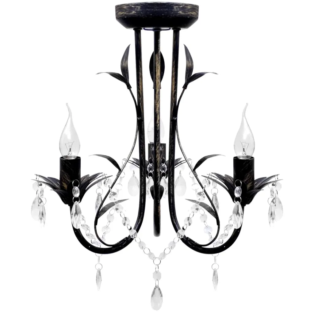 Lampada da soffitto Art Novau con perle di cristallo 3 x E14 - 1