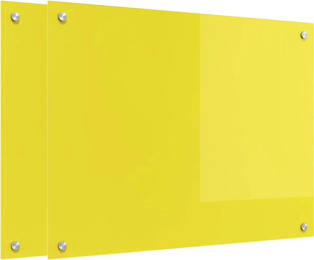 Set 2 Paraschizzi Cucina Vetro Temperato Giallo 80x60 cm Design