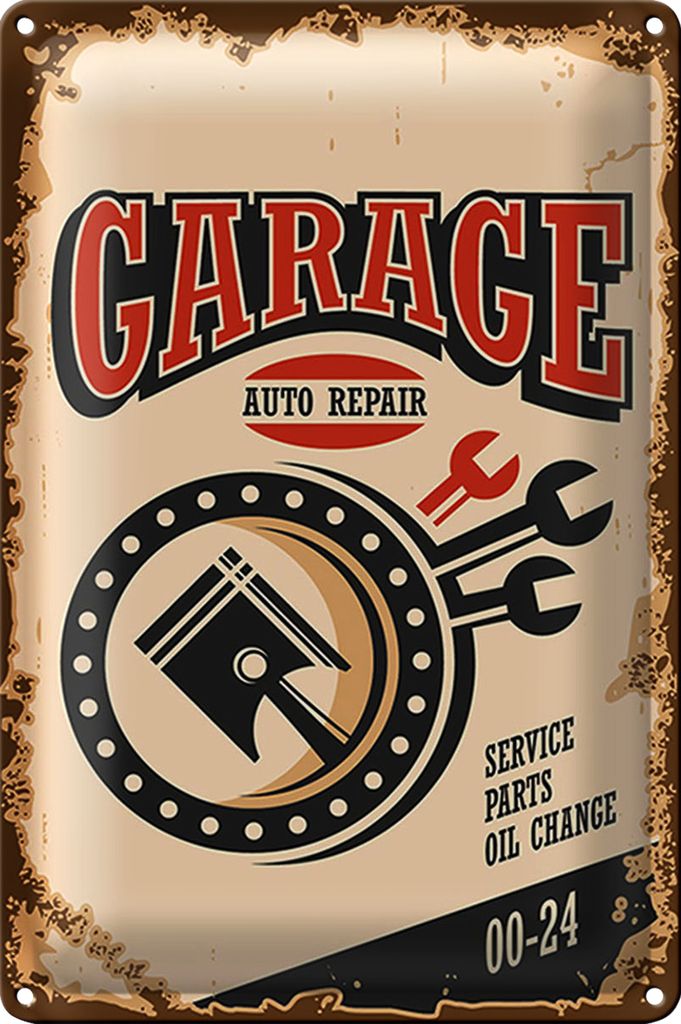 Blechschild Retro 40x30cm Garage auto repair service 00-24
