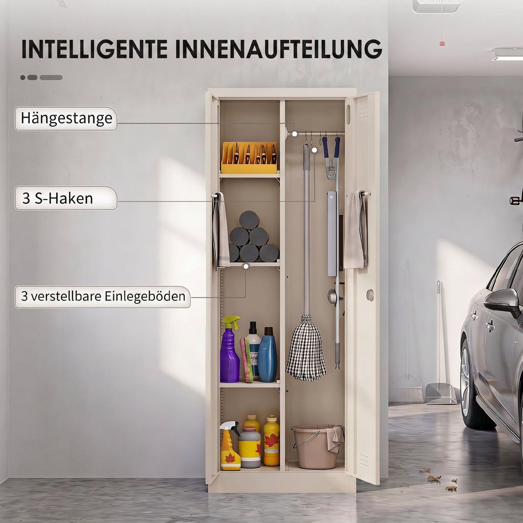 HOMCOM Besenschrank Mehrzweckschrank Vorratsschrank mit