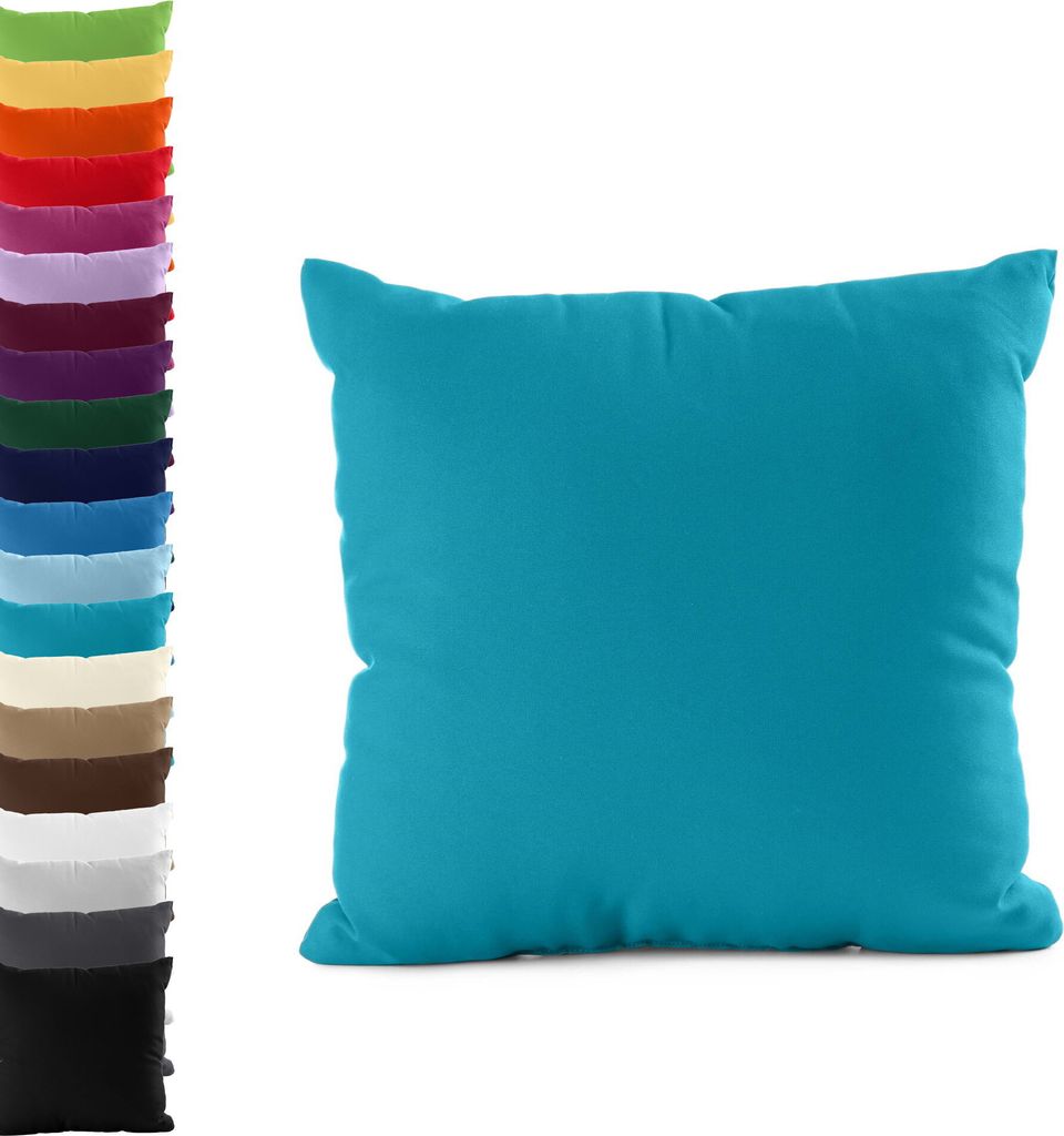 DOPPELPACK Kissenbezüge 40x145cm JERSEY Seitenschläferkissen Kissenbezug 100% Baumwolle 160gr/m² Kissenhülle Kissen, Farbe: Türkis