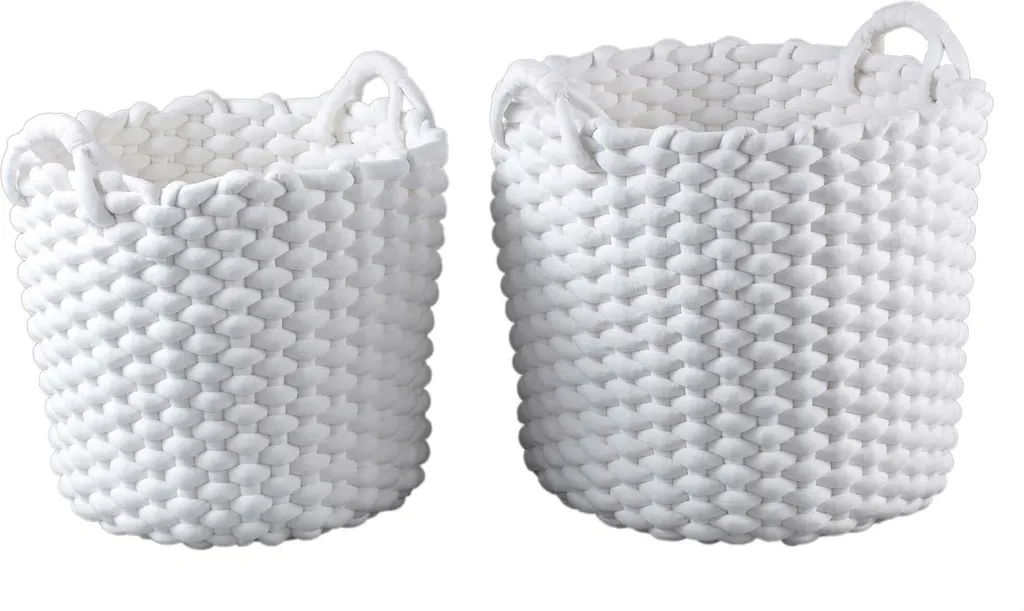 Rangez avec élégance grâce au Panier velours PTMD Olliver Blanc - Set 2