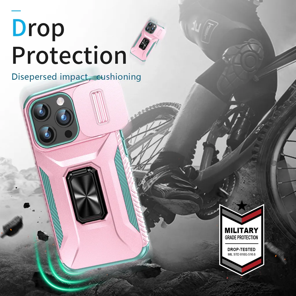 Cover iPhone 15 Pro Rosa Shockproof: Custodia con Supporto e Slide - 8