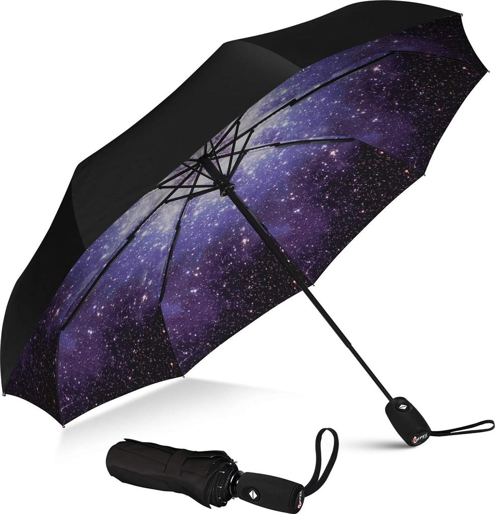 Winddichter Reise Regenschirm,kleiner Taschenschirm mit Produktbild 