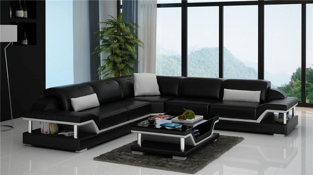 L Form Leder Wohnlandschaft Couch Polster Sitz Ecksofa Sofa Wohnzimmer Sofas Neu