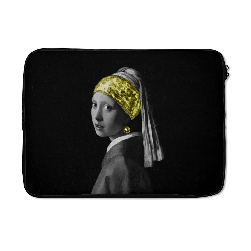 MuchoWow Laptop Hülle 14 ZollMädchen mit Perlenohrring - Gold - Stirnband Laptoptasche - Laptoptasche - Stoßsicher - Schutzhaube