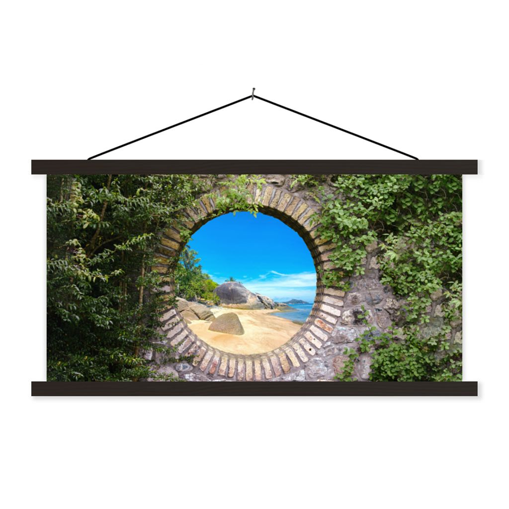 MuchoWow Textilposter Sommer - Strand - Aussicht - Tropisch 90x45 cm mit schwarzem Rahmen - Klemmleisten
