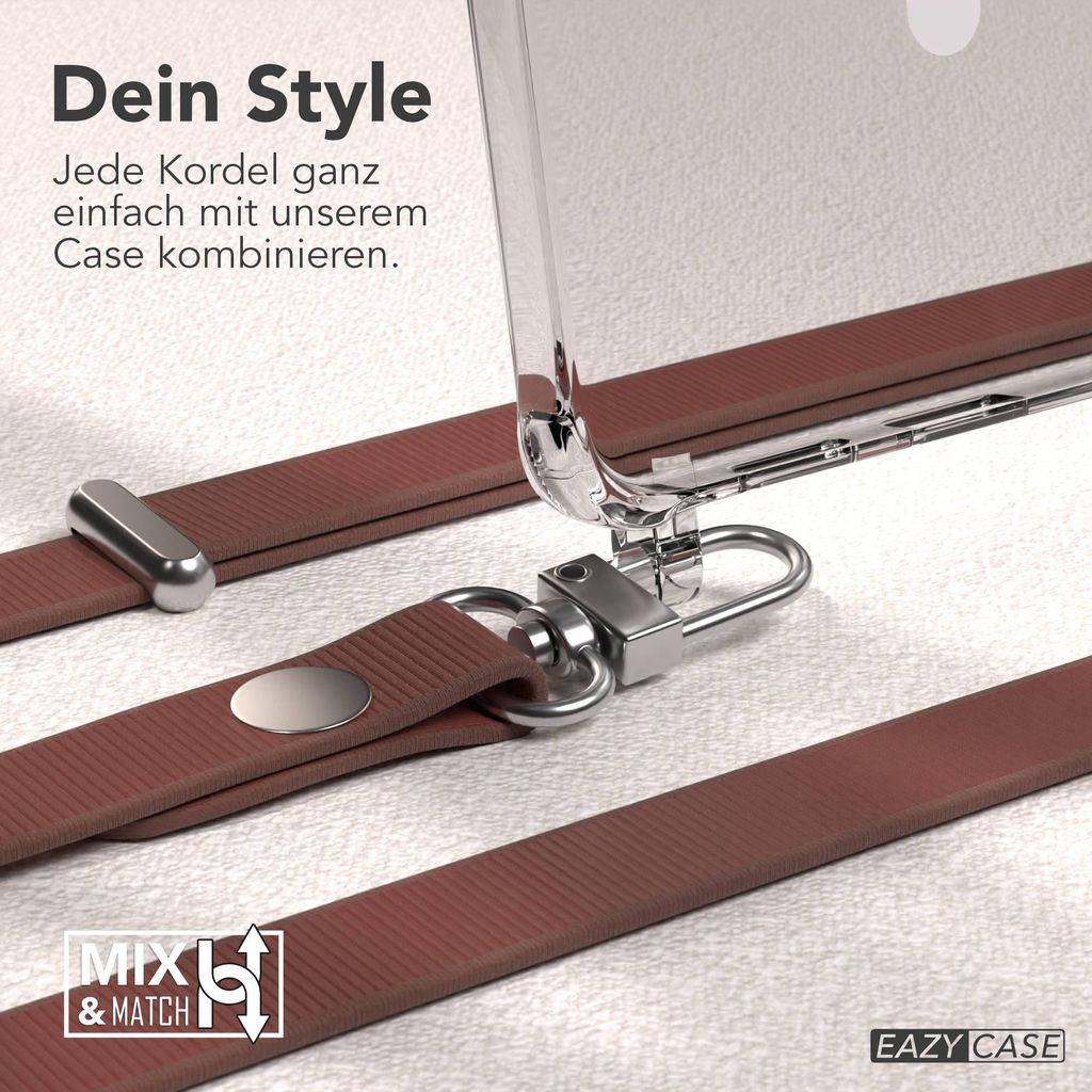 EAZY CASE MagSafe Handyhülle mit Crossbody Handykette für Samsung Galaxy S25 Edge, Magnetisches Band, 1-1,90m verstellbar in Braun