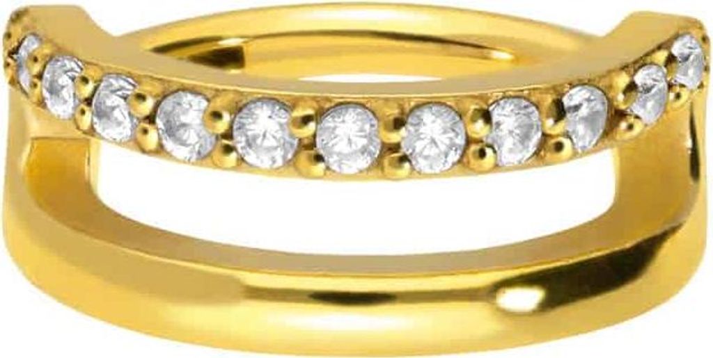 Ohrpiercing, Nasenpiercing, Septum Piercing Chirurgenstahl Segmentring Clicker DOPPELRING + EINGEFASSTE KRISTALLE Gold Innendurchmesser: 8 mm