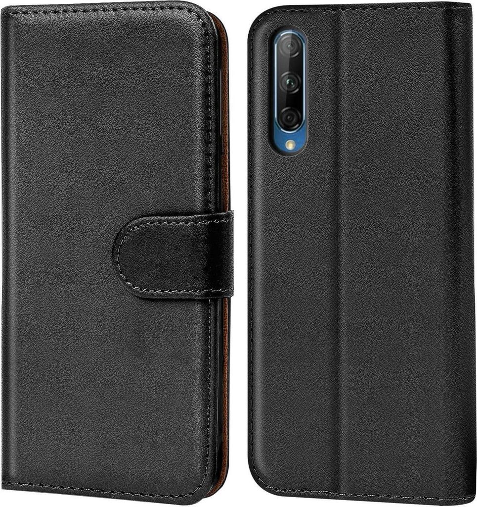Conie Klapp Tasche für Huawei P Smart Pro Kartenfach Rundumschutz Hülle in Schwarz
