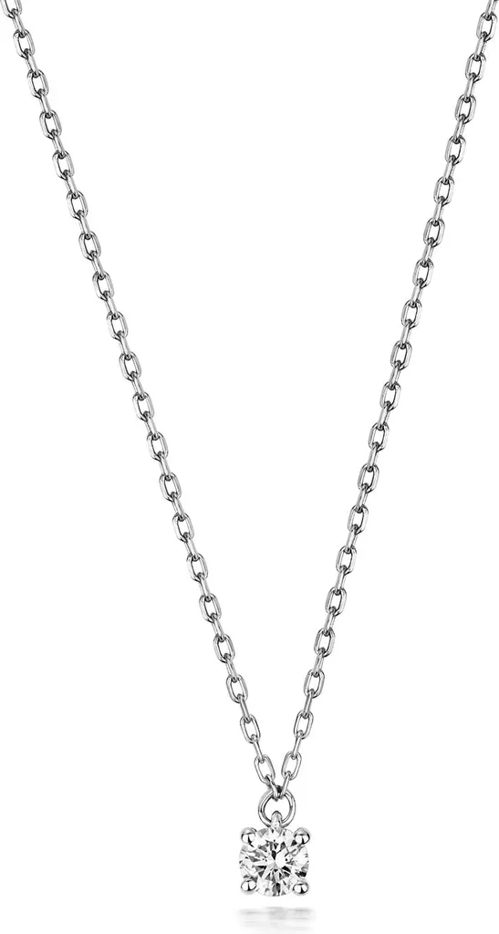 Collier Or Blanc et Diamant Anti-Allergie - Bijou Durable pour Femme