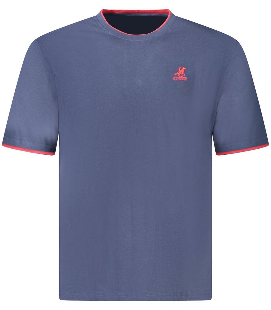 Dynamisches Herren Kurzarm T-Shirt in Blau mit Stickerei