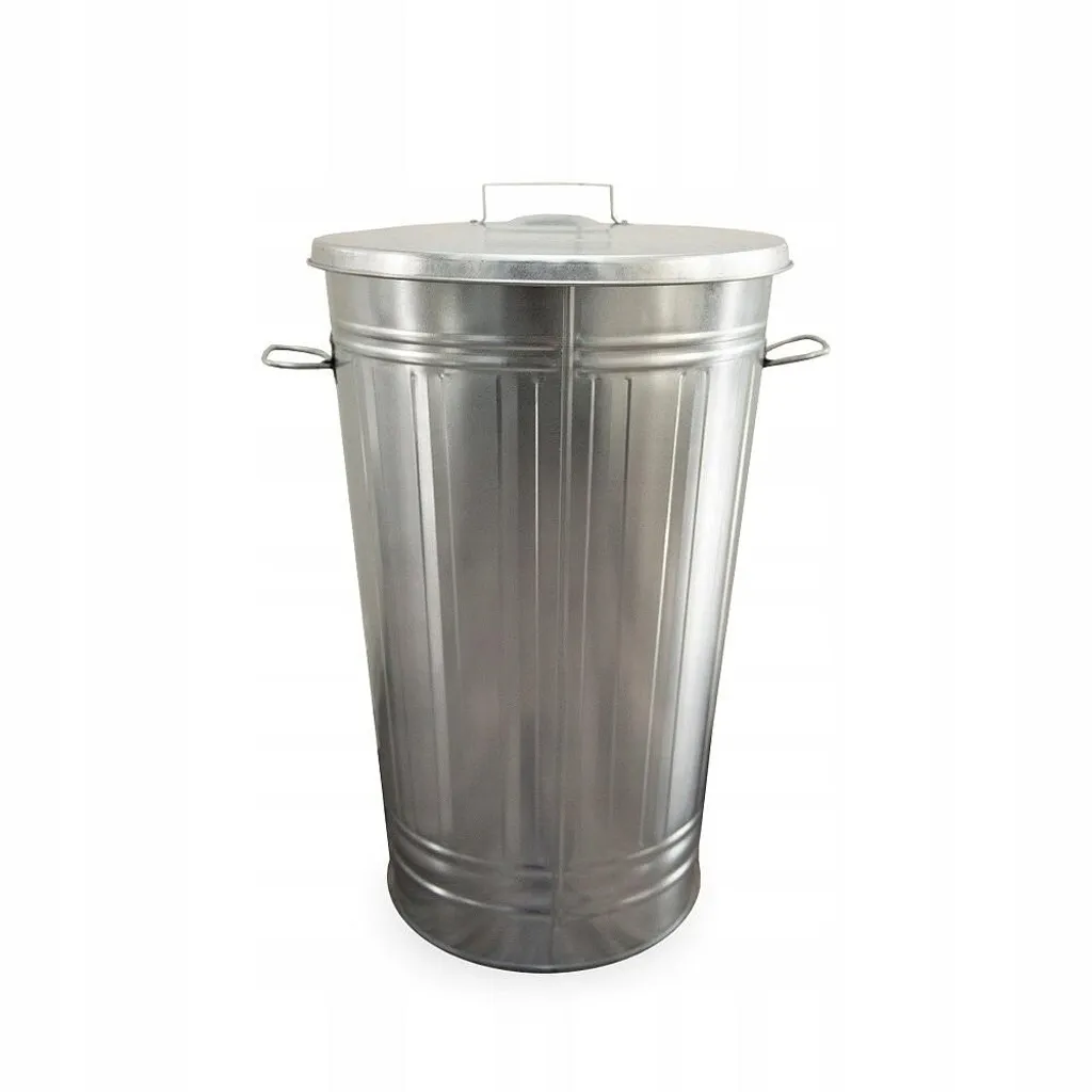 Poubelle anti-nuisibles en zinc 70L pour déchets et stockage extérieur