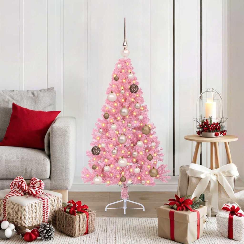 Möbel Künstlicher vorbeleuchteter Weihnachtsbaum Rosa 120 cm PVC - 9076087