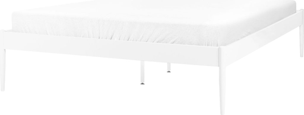 BELIANI Bett Weiß Metall 140 x 200 cm Solides Gestell Fest Integrierter Lattenrost Modern Industrieller Stil Doppelbett Metallbett Schlafzimmer