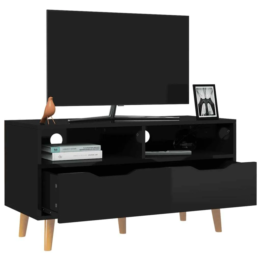 Mobile Supporto TV 90x40 cm Nero Lucido - Resistente e Stabile - 3