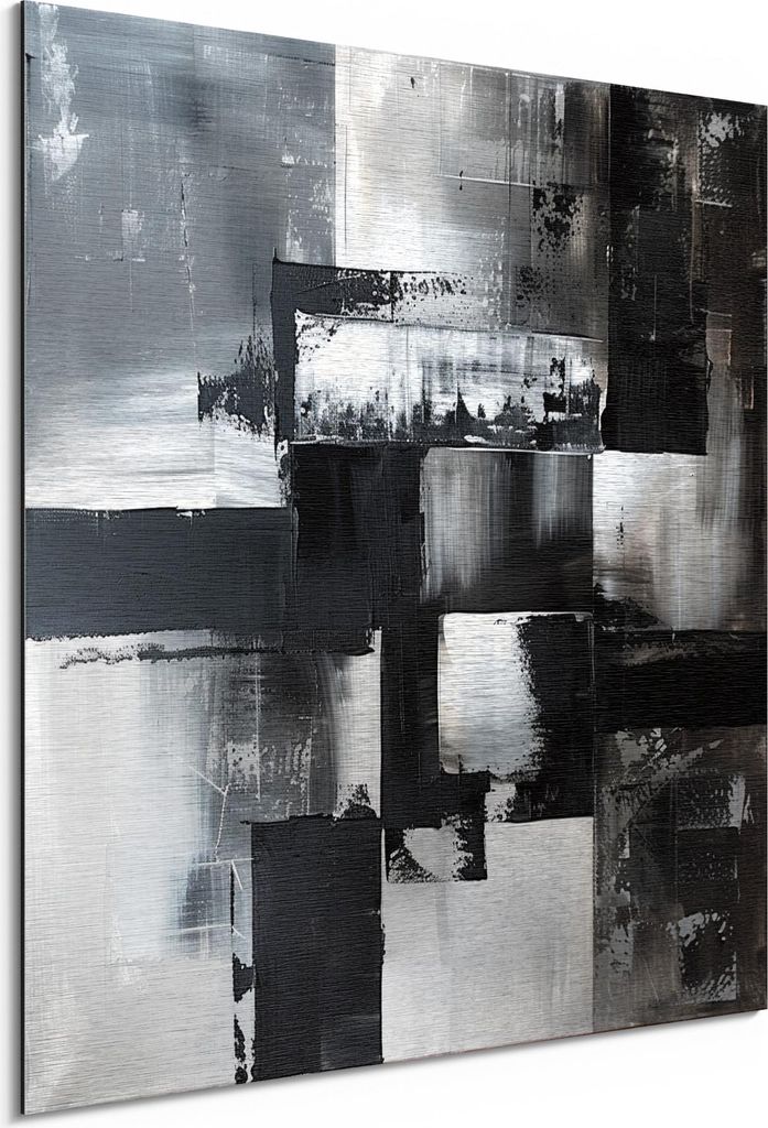 DEQORI Alu-Dibond Bild Silber 30x30 cm 'Struktur der Stille' Wandbild Metall dünn Design