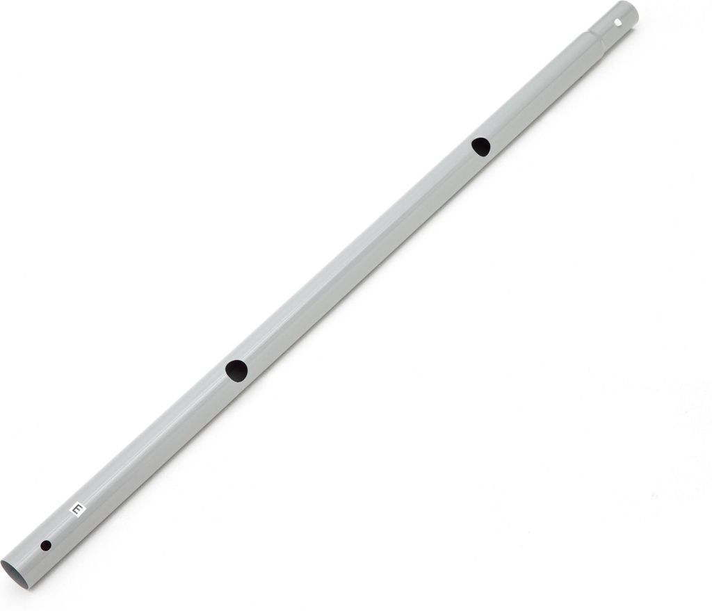 A single, gray, horizontal pool pole with three holes is shown against a white background.