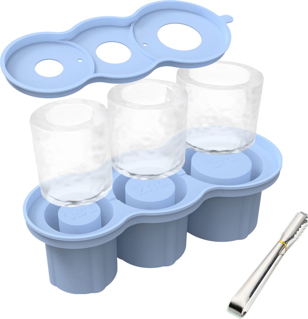 Eiswürfelform aus Silikon in Form eines Hohlzylinders mit Deckelzange für Becher, langsam schmelzende, leicht zu reinigende Eiswürfelmaschine, 2...