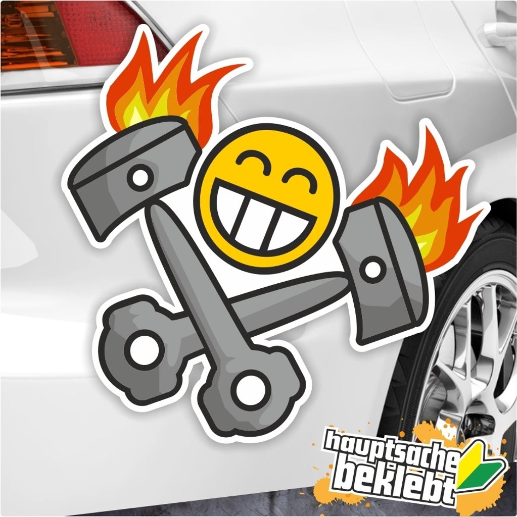 Kiwistar - Autoaufkleber - Kolben Skull Aufkleber - 24 x 15 cm - für Auto, Laptop, Fahrrad, LKW, Motorrad Aufkleber mehrfarbig Sticker Decal