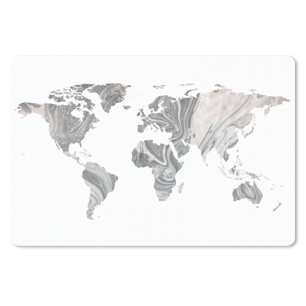 MuchoWow Mauspad Mousepad Weltkarte - Farbe - Grau 27x18 cm - Mousepads - Maus Mat - Pad - Mausunterlage - Büroartikel - Desk Matten
