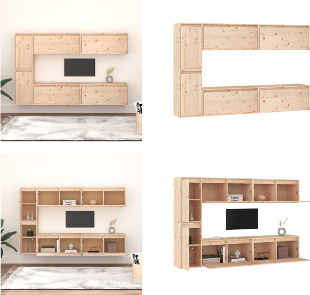 vidaXL TV Schränke 6 Stk. Massivholz Kiefer - TV-Schrank - TV-Schränke - TV-Schrank Holz - Hängeschrank