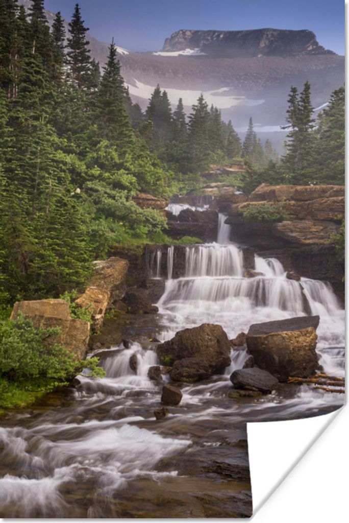 MuchoWow Poster Lunch Creek Wasserfälle Amerika 20x30 cm - Papierdruck
