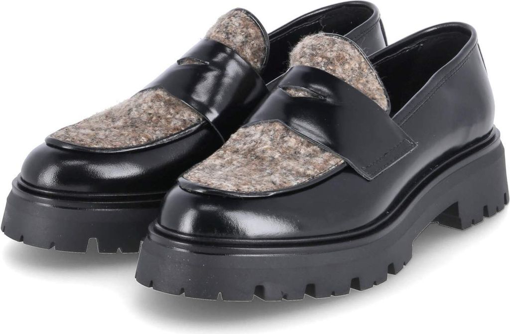 Kaerlek Damen Slipper Loafer schwarzes brauner FilzGröße:40