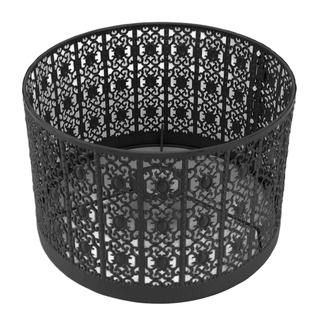 Abat-jour en métal creux noir design moderne pour lampe de table E27