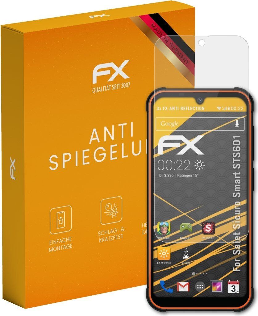 atFoliX FX-Antireflex 3x Schutzfolie kompatibel mit Saiet Sicuro Smart STS601 Displayfolie