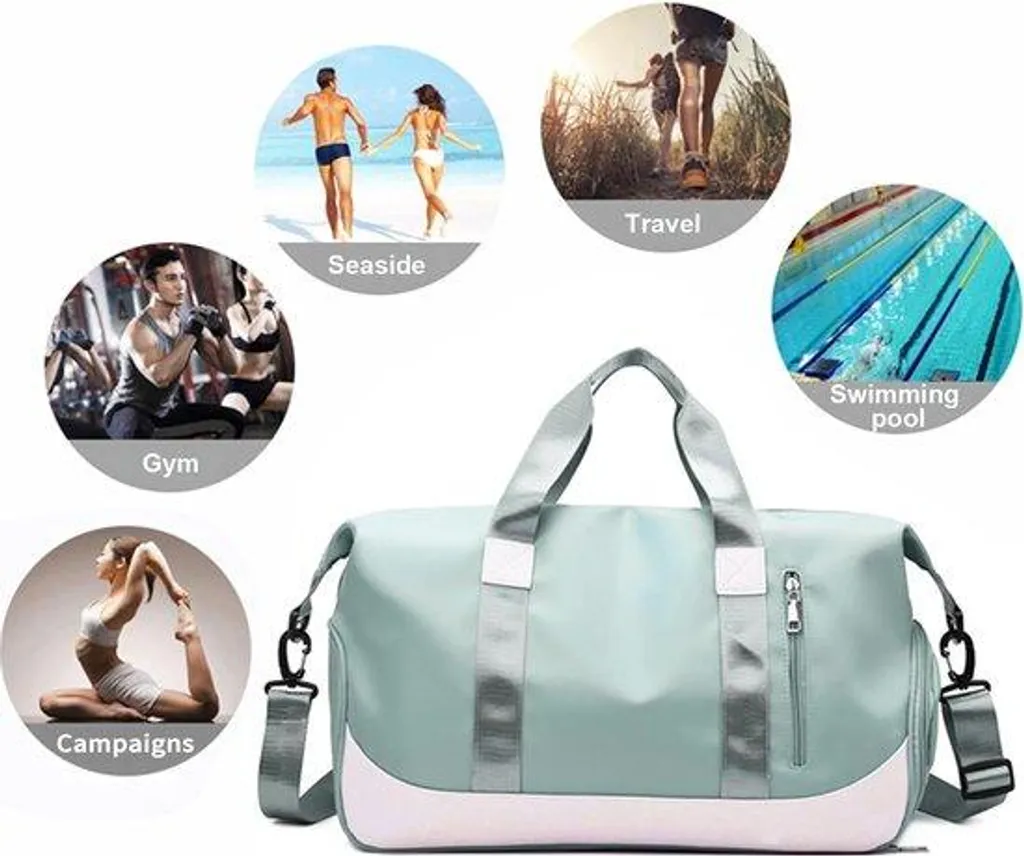 Sac de sport vert pour randonnée et fitness format voyage étanche