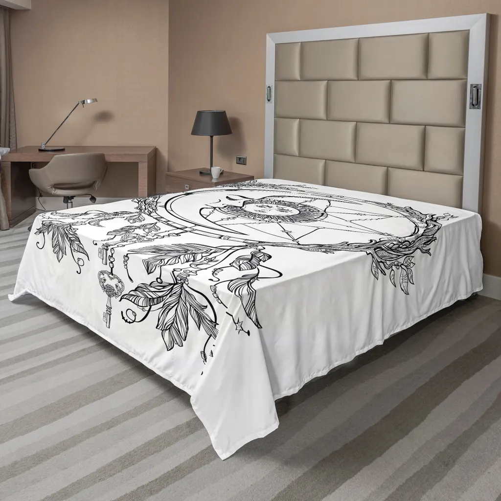 Drap de lit supérieur ABAKUHAUS imprimé plumes de tribu ethnique chic