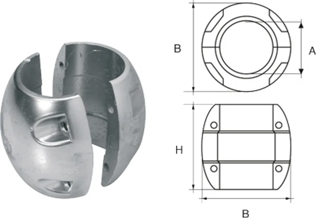 Anode sacrificielle sphérique Allpa aluminium pour arbre de 60 mm