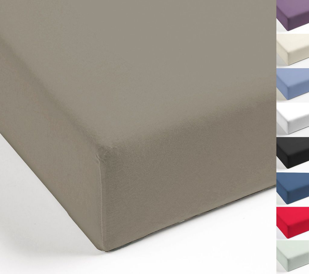 Spannbettlaken Mistral Home Perkal Uni Bettlaken Laken Ägyptische Baumwolle 90x190-100x200 / 140-160x200 / 180-200x200 cm, Farbe:Taupe, Größe:18...