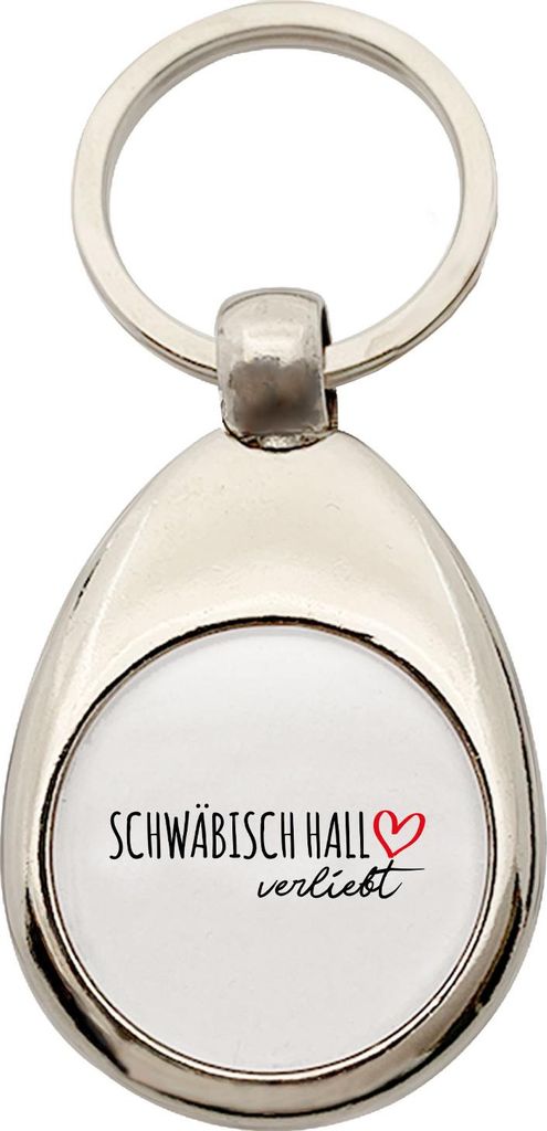 Huuraa Schlüsselanhänger Schwäbisch Hall verliebt Metall Schlüsselring Einkaufswagenchip Geschenkidee