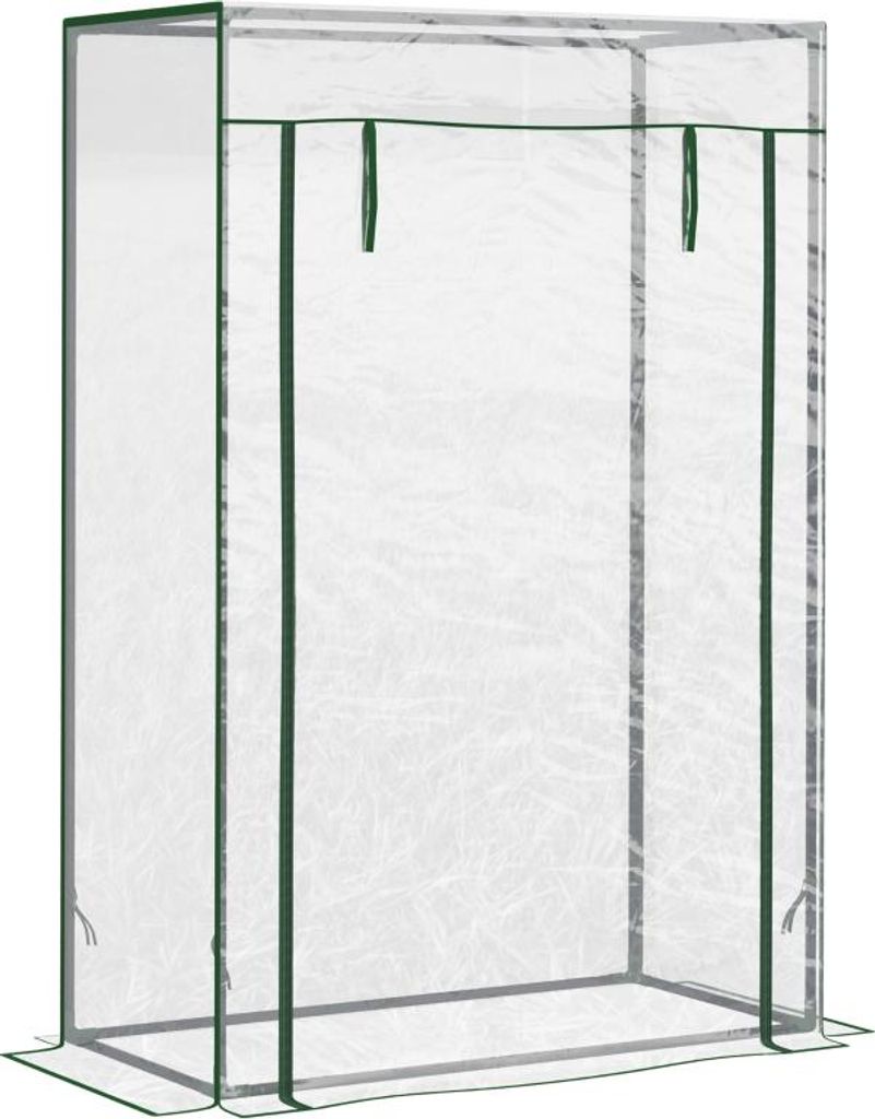 Gewächshaus Treibhaus Tomatenhaus Frühbeet mit Tür zum Aufrollen Stahl Kunststoff Transparent 100x50x150cm