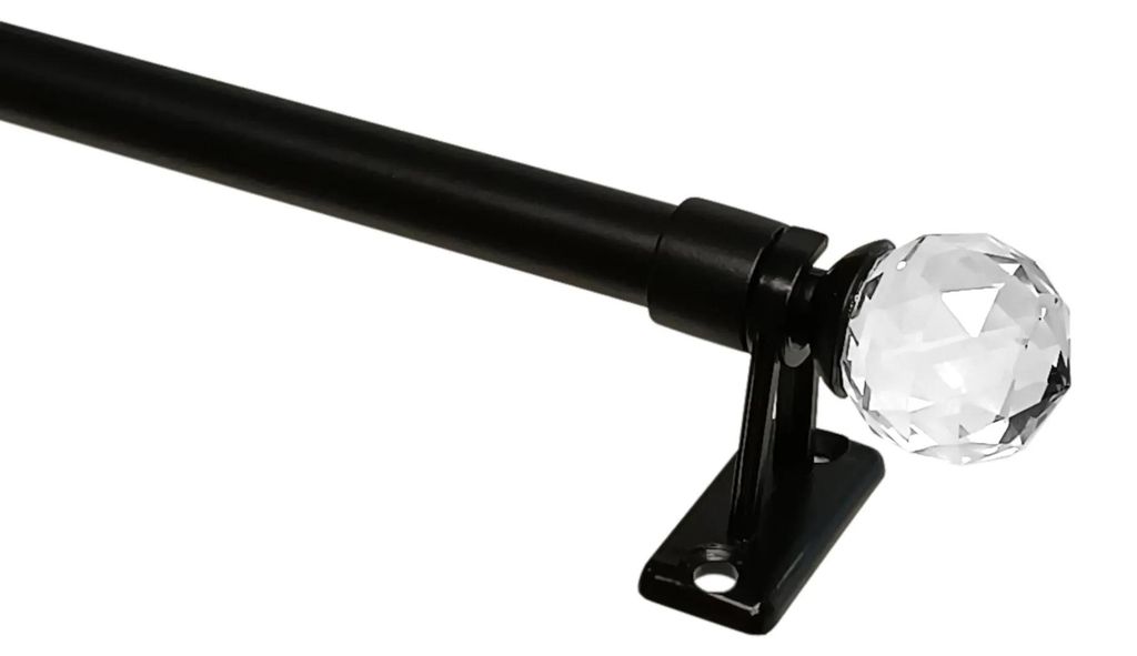 Mini-Gardinenstange aus Metall, schwarz, Modell Crystal, Produktbild 