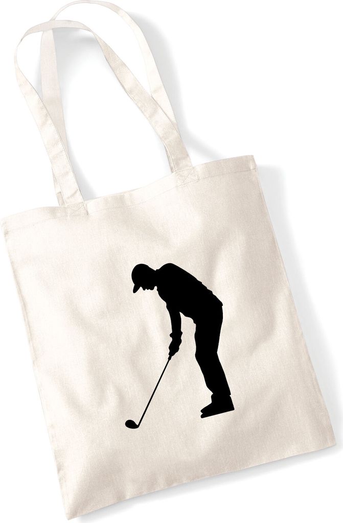Huuraa Jutebeutel Golf Silhouette 10 Liter Natural Baumwolle Tasche Geschenkidee