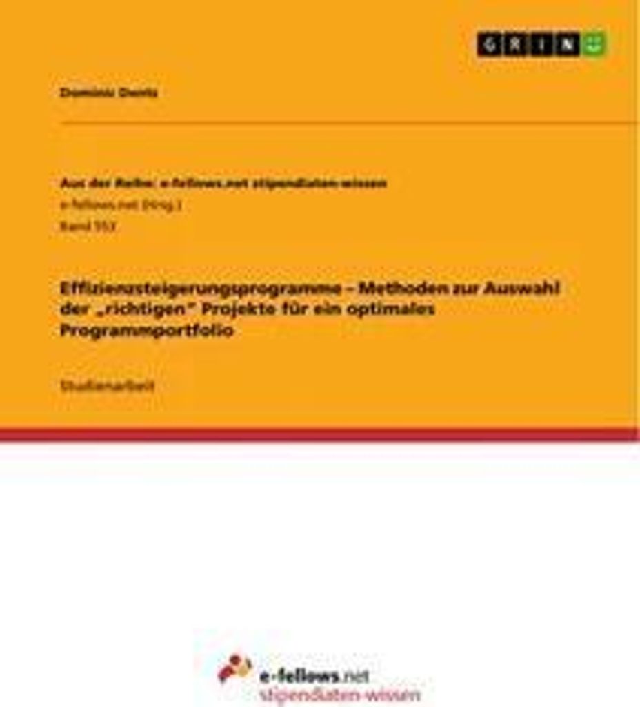 Effizienzsteigerungsprogramme - Methoden zur Auswahl der "richtigen" Projekte für ein optimales Programmportfolio