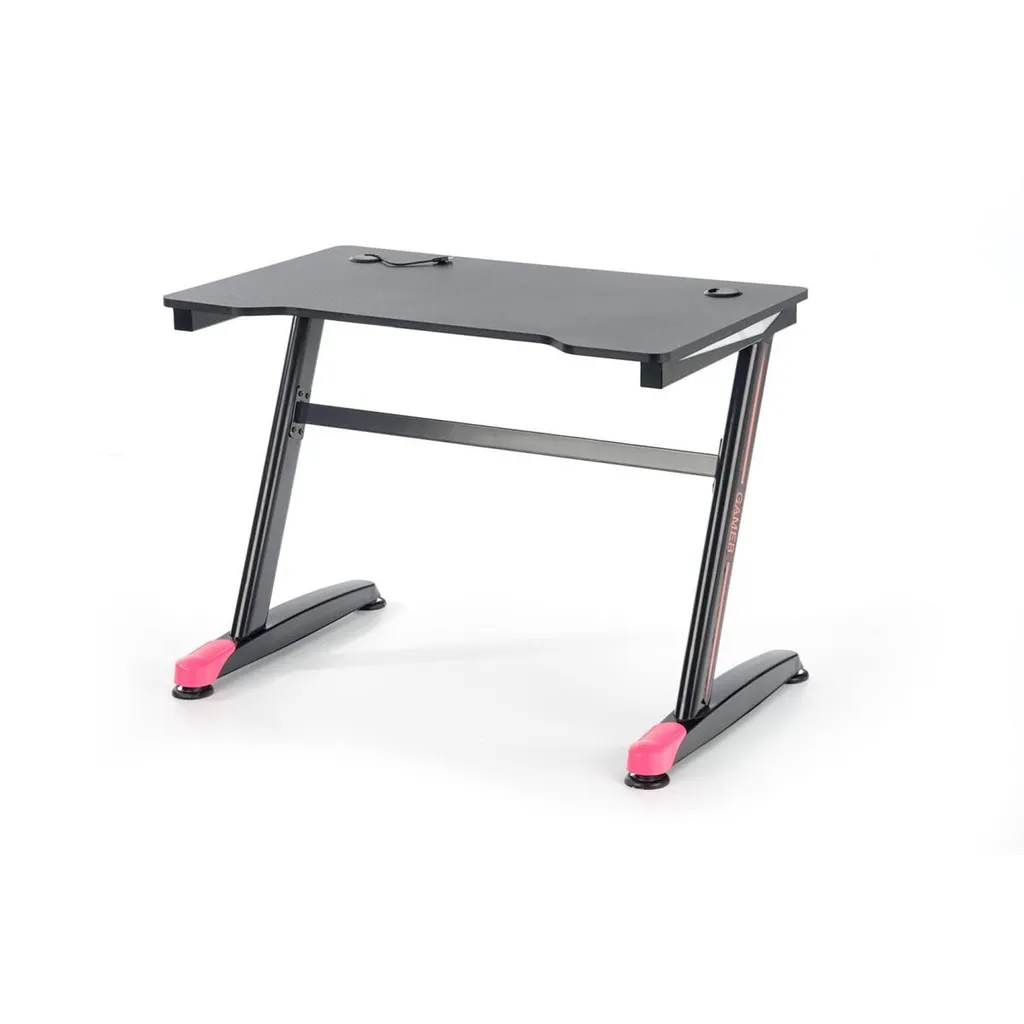 Bureau de jeu B-40 : Bureau Gaming Ergonomique avec Support Casque Noir