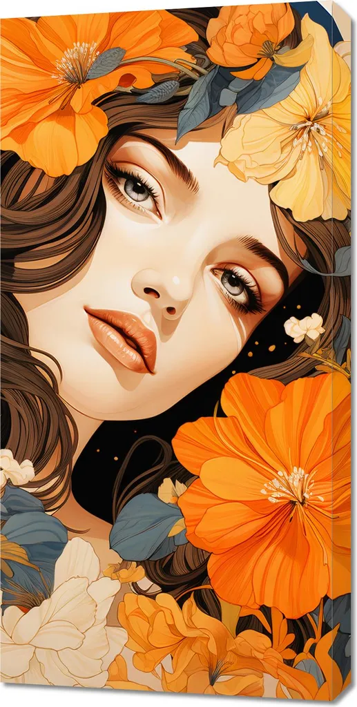 Tableau Essence florale 50x100 cm - Couleurs Vives et Châssis Bois